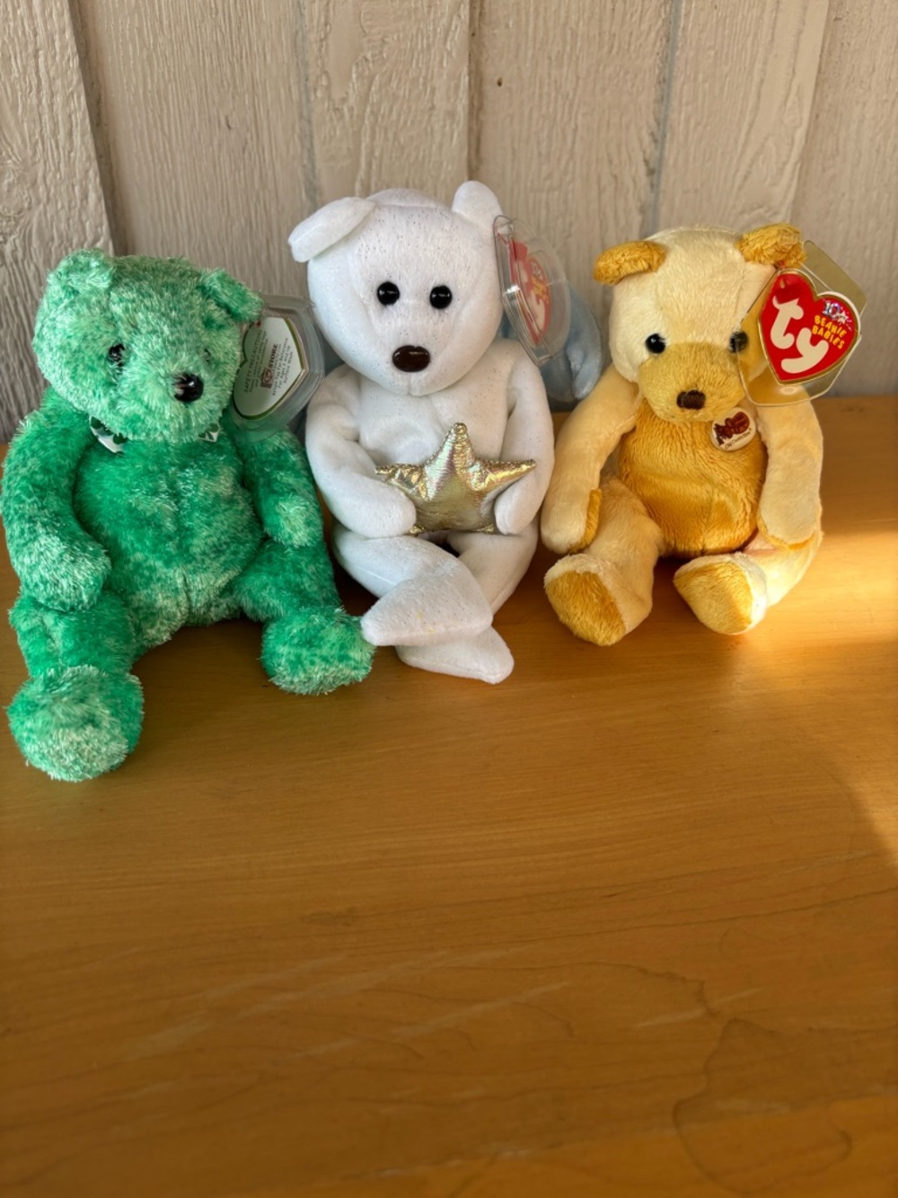Ty Plush Bear Trio - Cornbread, Lucky, Star Bears